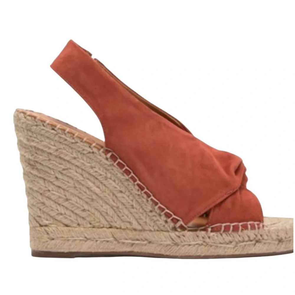 JOIE Kaili Suede Jute Wedge Espadrilles Sandals - Rust Size 6 — FALL VIBES!!!